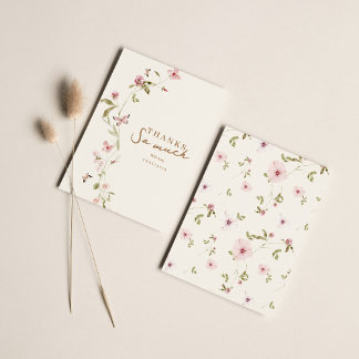 Bunny Pink Floral Baby Shower Thank You Card