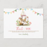 Bunny Pink Floral Birthday Thank You