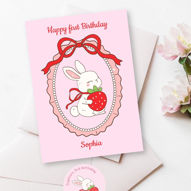 Bunny Pink Happy Birthday Card (Creator Uploaded)