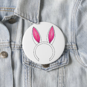 Bunny Pink Rabbit Ears Easter Baby Shower Favour 10 Cm Round Badge