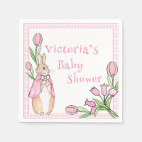 Bunny Pink White Plaid Baby Shower