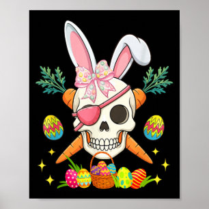 Bunny Pirate Skull Bow Tie Easter Hunting Poster