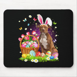Bunny Pitbull Dog Easter Eggs Illustration Mouse Pad
