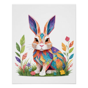Bunny Playful Adorable Fun Animal Colourful Joyful Poster