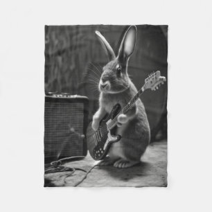 Bunny Playing a Guitar Fleece Blanket