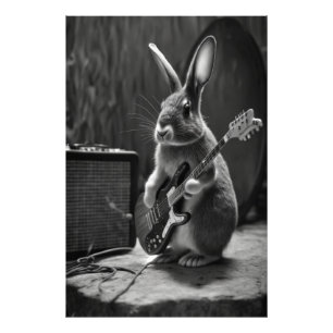 Bunny Playing a Guitar Photo Print