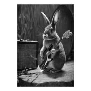 Bunny Playing a Guitar Photo Print