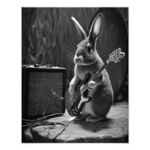 Bunny Playing a Guitar Photo Print