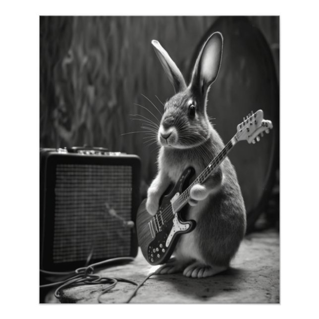 Bunny Playing a Guitar Photo Print (Front)