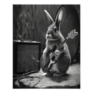 Bunny Playing a Guitar Photo Print