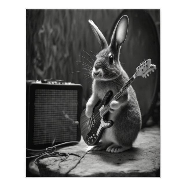 Bunny Playing a Guitar Photo Print (Front)