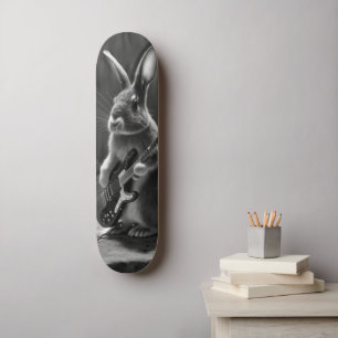 Bunny Playing a Guitar Skateboard
