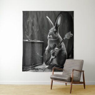 Bunny Playing a Guitar Tapestry