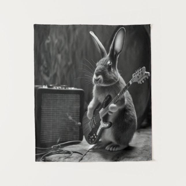 Bunny Playing a Guitar Tapestry (Front)