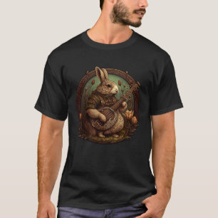 Bunny Playing Banjo Guitar Music Bunny Outfit For  T-Shirt