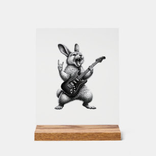 Bunny Playing Guitar Rock Star Bunny Lover Easter  Acrylic Sign
