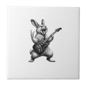 Bunny Playing Guitar Rock Star Bunny Lover Easter  Ceramic Tile