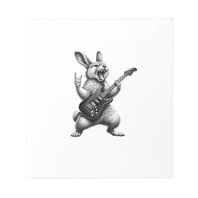 Bunny Playing Guitar Rock Star Bunny Lover Easter  Notepad (Front)
