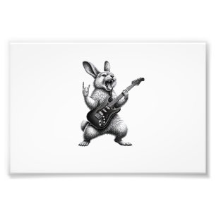 Bunny Playing Guitar Rock Star Bunny Lover Easter  Photo Print