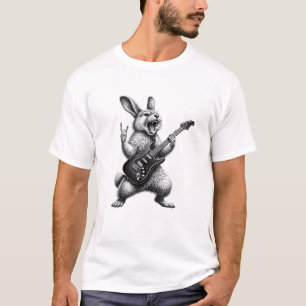 Bunny Playing Guitar Rock Star Bunny Lover Easter  T-Shirt