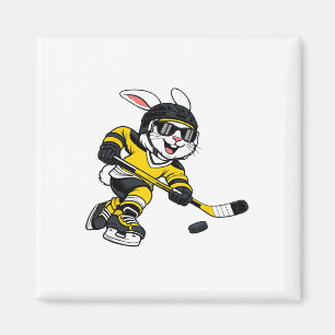 Bunny Playing Ice Hockey Rabbit Easter Sports Men  Magnet