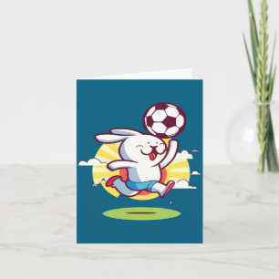 Bunny Playing Soccer Soccer Easter _1 Card