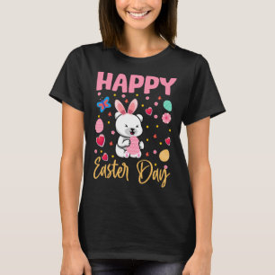 Bunny Polar Bear Colorful Eggs Hunting Happy Easte T-Shirt