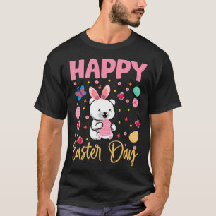 Bunny Polar Bear Colourful Eggs Hunting Happy East T-Shirt