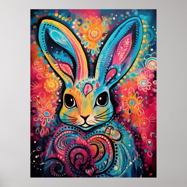 Bunny Positive vibes hearts Poster (Front)