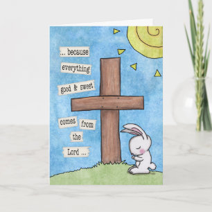 Bunny Prays At the Cross Holiday Card