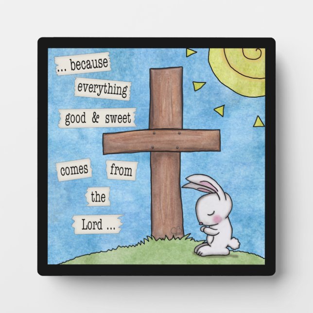 Bunny Prays At the Cross Plaque (Front)