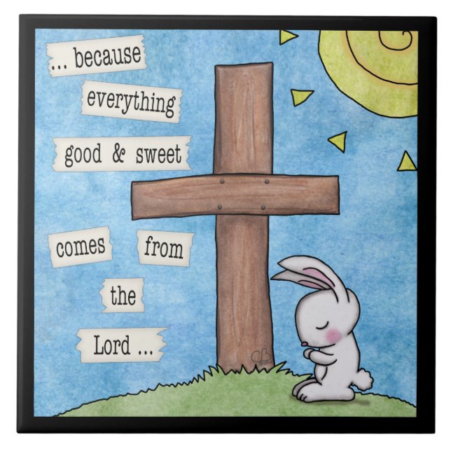 Bunny Prays At the Cross Tile (Front)