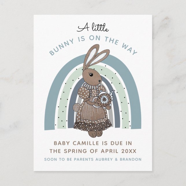 Bunny Pregnancy Announcement Postcard (Front)