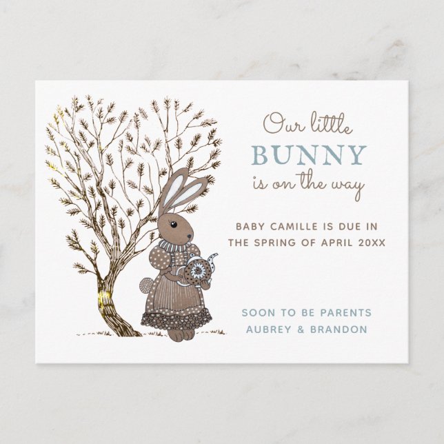 Bunny Pregnancy Announcement Postcard (Front)