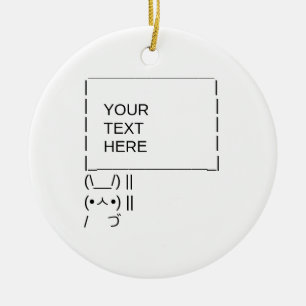 Bunny Protest Sign / Customisable ASCII Text Art Ceramic Ornament