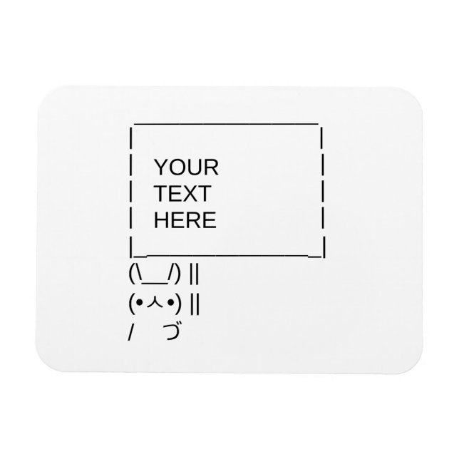 Bunny Protest Sign / Customisable ASCII Text Art Magnet (Horizontal)