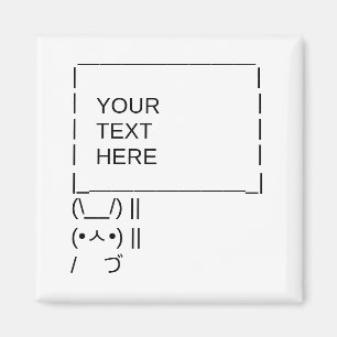 Bunny Protest Sign / Customisable ASCII Text Art Magnet