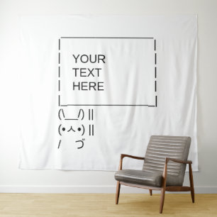 Bunny Protest Sign / Customisable ASCII Text Art Tapestry
