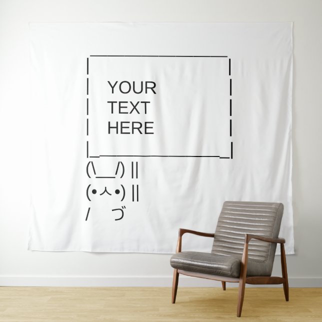 Bunny Protest Sign / Customisable ASCII Text Art Tapestry (In Situ (Horizontal))