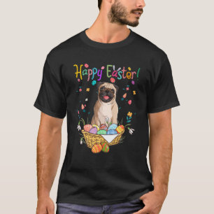 Bunny Pug Dog Happy Easter Day With Easter Egg Men T-Shirt