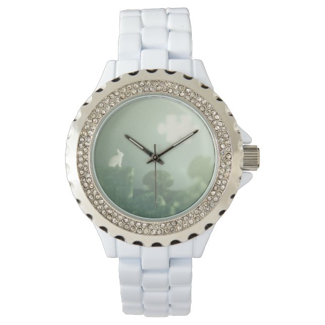 BUNNY Puzzle Land Jigsaw Clouds Grass Customisable Watch (Front)