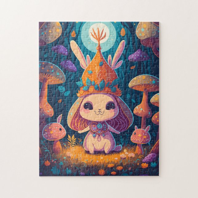 Bunny Queen Fantasy Forest Illustration Jigsaw Puzzle (Vertical)