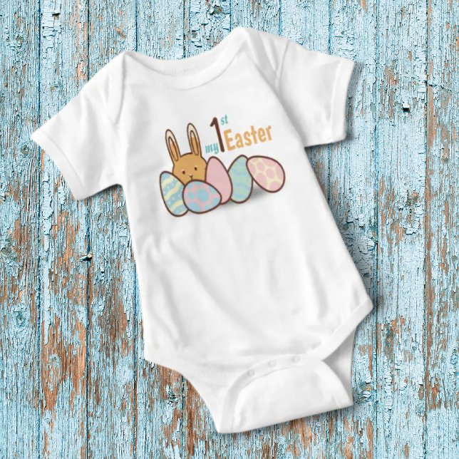 Bunny Rabbit and Eggs My 1st Easter Personalised  Baby Bodysuit (Creator Uploaded)