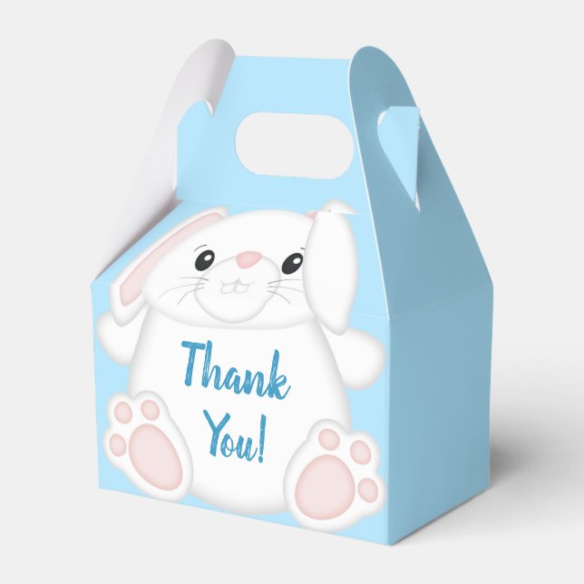 Bunny Rabbit Baby Shower Blue Favour Box (Front Side)