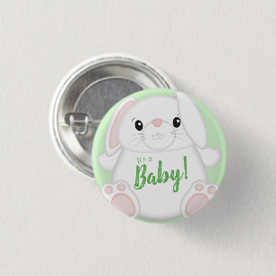 Bunny Rabbit Baby Shower Green 3 Cm Round Badge