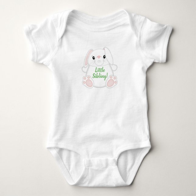 Bunny Rabbit Baby Shower Green Baby Bodysuit (Front)