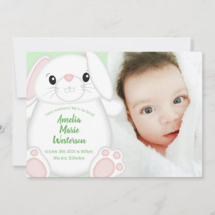 Bunny Rabbit Baby Shower Green Invitation