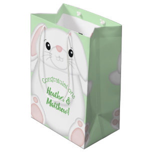 Bunny Rabbit Baby Shower Green Medium Gift Bag