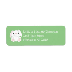 Bunny Rabbit Baby Shower Green Return Address Label