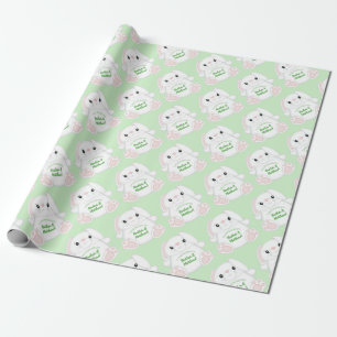 Bunny Rabbit Baby Shower Green Wrapping Paper